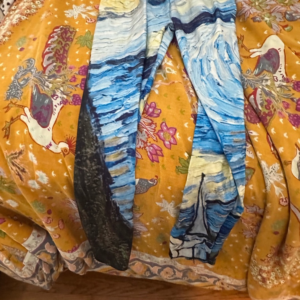 Artistic Blue and Yellow Leggings